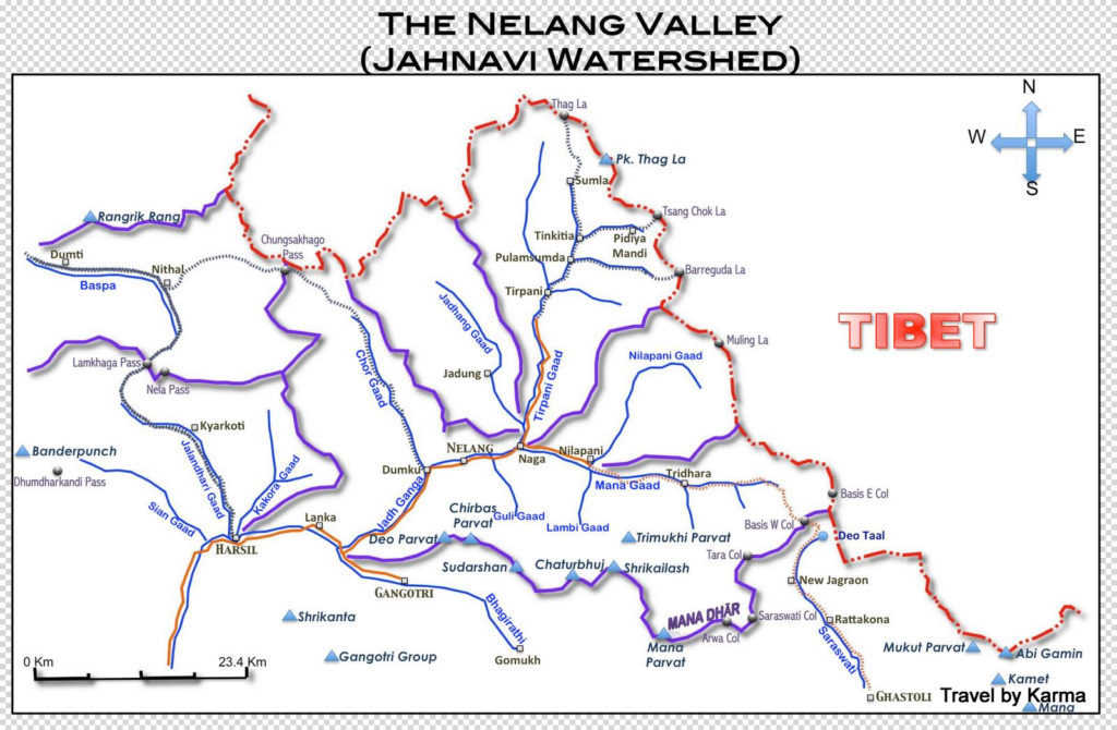 map of nelang and offbeat, hidden valleys of uttarakhand